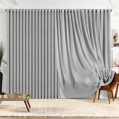 Cortina Lucy Blackout Voil Gaze Linho 2,60m x 1,70m Sala Quarto Varão 2M - Cinza - 100% Poliéster