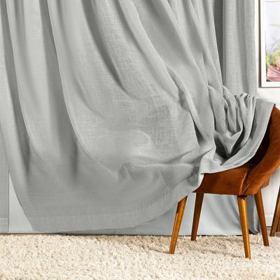 Cortina Lucy Blackout Voil Gaze Linho 2,60m x 1,70m Sala Quarto Varão 2M - Cinza - 100% Poliéster