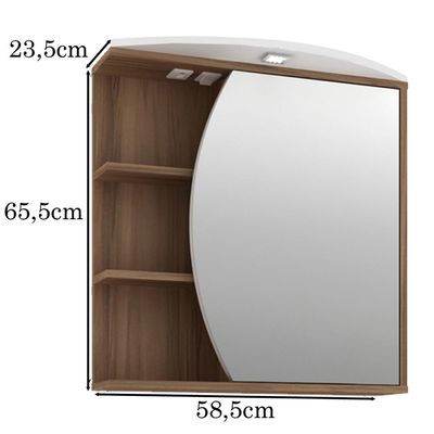 Armário Suspenso Para Banheiro 01 Porta 60 cm Com Espelho Duna B06 Branco Nogal - Lyam Decor