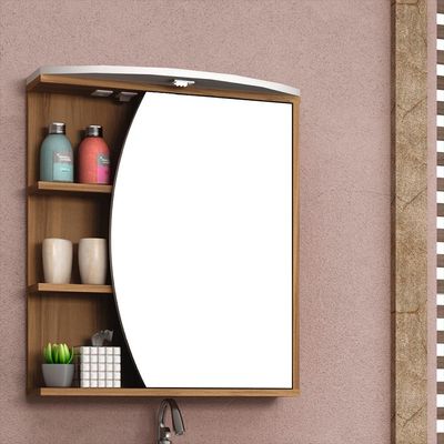 Armário Suspenso Para Banheiro 01 Porta 60 cm Com Espelho Duna B06 Branco Nogal - Lyam Decor