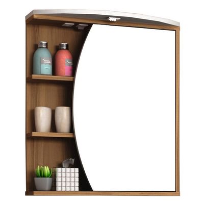 Armário Suspenso Para Banheiro 01 Porta 60 cm Com Espelho Duna B06 Branco Nogal - Lyam Decor