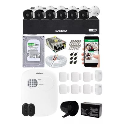 Kit Alarme Residencial C/ App E Kit Cftv 7 Câmeras Intelbras
