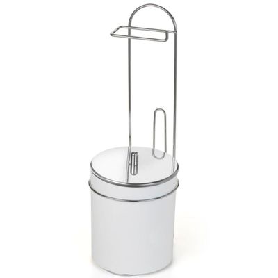 Suporte De Chão Para Papel Higiênico De Aço Cromado Com Lixeira E Tampa - 1245 - Arthi