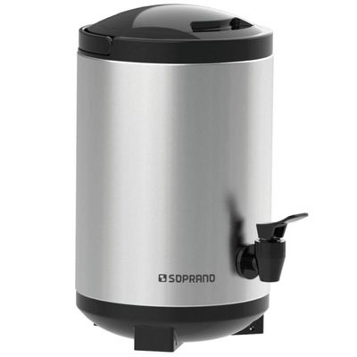 Garrafão Térmico Aço Inox tipo Botijão 4L em Inox com torneira Preto Palace Soprano