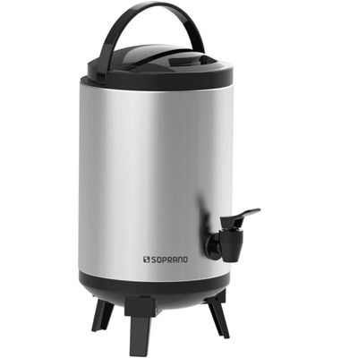 Garrafão Térmico Aço Inox tipo Botijão 4L em Inox com torneira Preto Palace Soprano