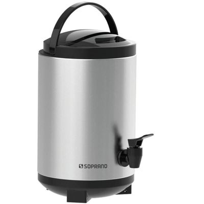 Garrafão Térmico Aço Inox tipo Botijão 4L em Inox com torneira Preto Palace Soprano