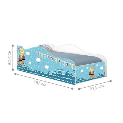 Cama Carro Fun Adesivada Ursinhos Pirata Solteiro