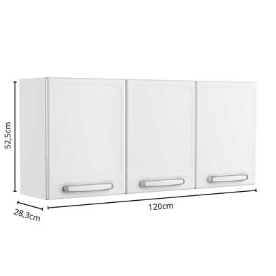 Armário Aéreo De Aço 3 Portas Branco Evidence Bertolini Branco
