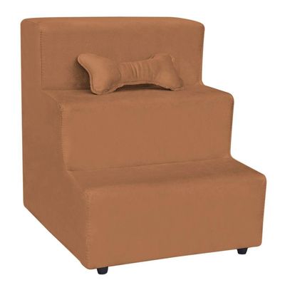 Escadinha Pet 3 Degraus Cachorro E Gato Veludo Terracota