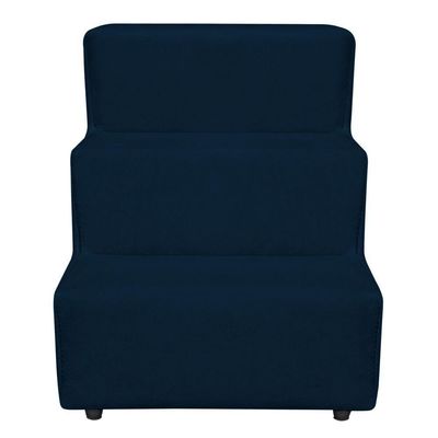 Escadinha Pet 3 Degraus Cachorro E Gato Veludo Azul Marinho