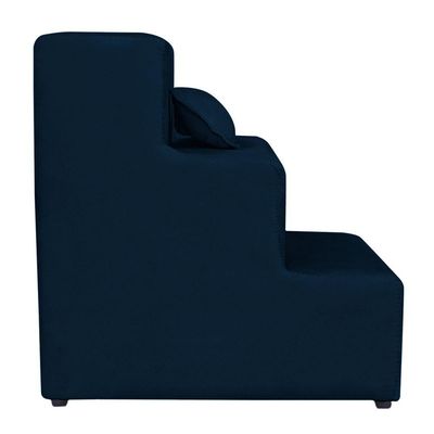 Escadinha Pet 3 Degraus Cachorro E Gato Veludo Azul Marinho