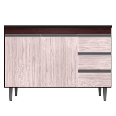 Balcão Gabinete Cozinha Andreia 100cm 2 Porta S-t Ajl Móveis Castanho Avelã
