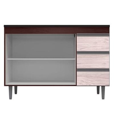 Balcão Gabinete Cozinha Andreia 100cm 2 Porta S-t Ajl Móveis Castanho Avelã