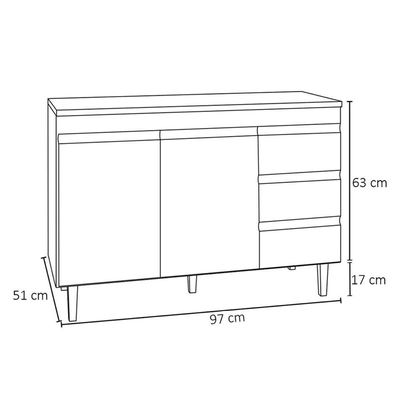 Balcão Gabinete Cozinha Andreia 100cm 2 Porta S-t Ajl Móveis Castanho Avelã
