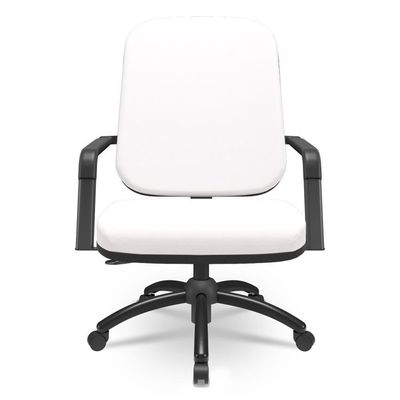 Cadeira De Escritório Giratória Com Braço Preta Magno P03 Vinil Branco - Lyam Decor