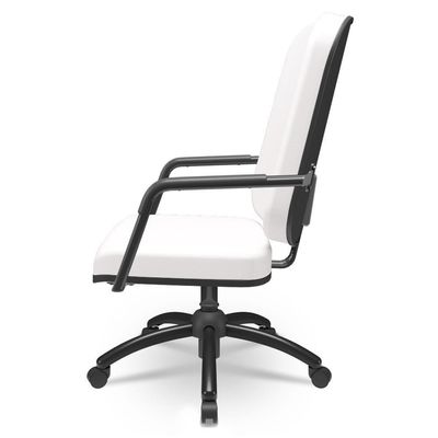 Cadeira De Escritório Giratória Com Braço Preta Magno P03 Vinil Branco - Lyam Decor