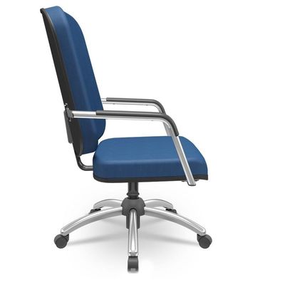 Cadeira De Escritório Giratória Com Braço Cromada Magno P03 Crepe Azul - Lyam Decor