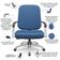 Cadeira De Escritório Giratória Com Braço Cromada Magno P03 Crepe Azul - Lyam Decor