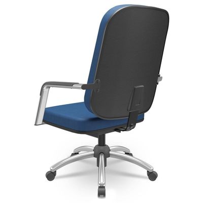 Cadeira De Escritório Giratória Com Braço Cromada Magno P03 Crepe Azul - Lyam Decor