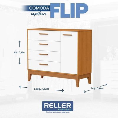 Cômoda Sapateira Infantil Flip Branco Acetinado Savana - Reller