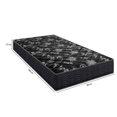 Cama Box Solteiro 88 Tecido Sintético Branco Com Colchão Lisboa Bello Box Espuma D28 Preto
