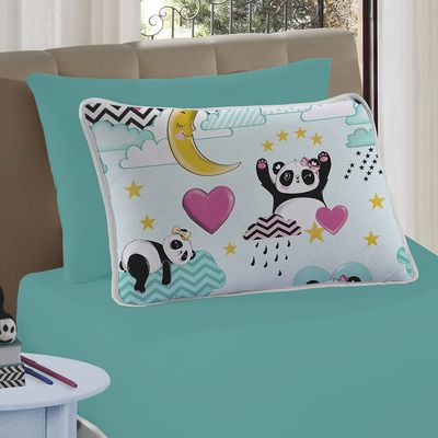 Jogo de Lençol Alegria Solteiro 2 Peças Infantil Estampado Malha 100% Algodão - Panda Love