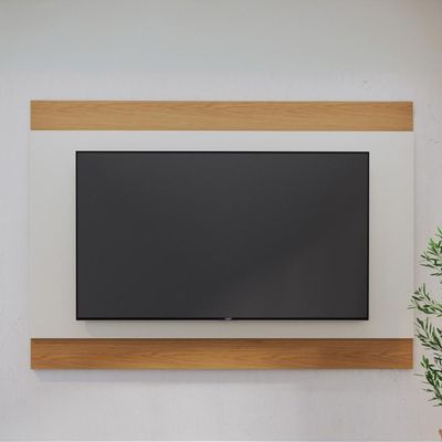 Painel Para TV 75 Pol 200cm Cairo C04 Off White Matte Freijó - Lyam Decor
