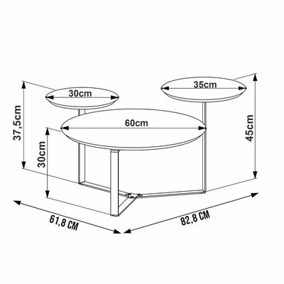 Mesa de Centro Para Sala de Estar 3 em 1 Pés Metálicos Dari A03 Hanover Dourado - Lyam Decor