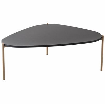 Kit 02 Mesas de Centro Para Sala de Estar Pés Metálicos Adek A03 Nero Dourado - Lyam Decor