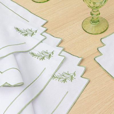 Jogo Americano Bordado Em Linha De Seda 12 Peças Verde Claro - 100% Poliéster