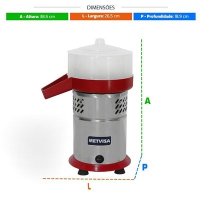 Extrator De Suco Comercial E Doméstico Vermelho Corpo Inox 300W ESL Metvisa 220V