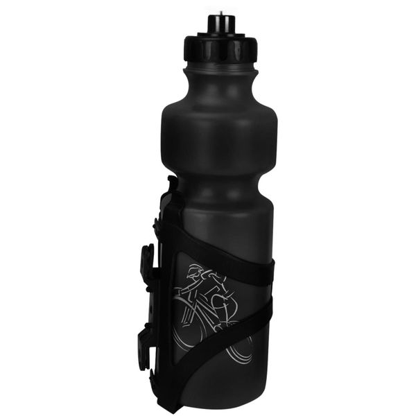 Garrafa 750 Mls Bike Bicicleta Ciclismo e Suporte de quadro Preto