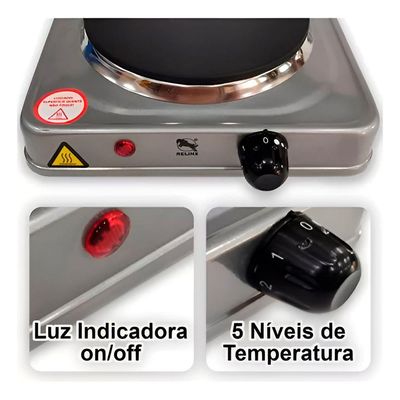 Fogão Cooktop Elétrico Portátil 1 Boca 1000w 110V