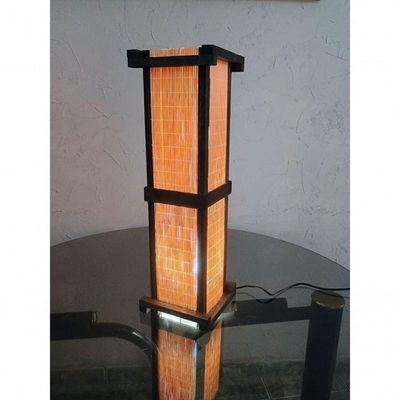Abajur De Chão E Mesa Luminária Japonês Rústico Bambu Sala Quarto Madeira Hotel Pousada 55cm