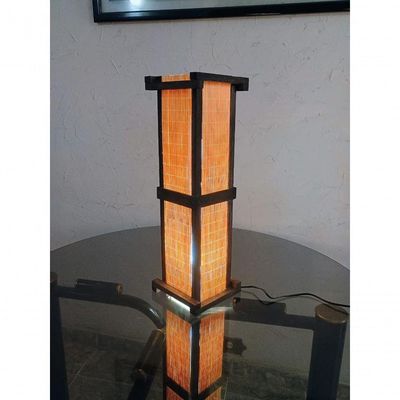 Abajur De Chão E Mesa Luminária Japonês Rústico Bambu Sala Quarto Madeira Hotel Pousada 55cm
