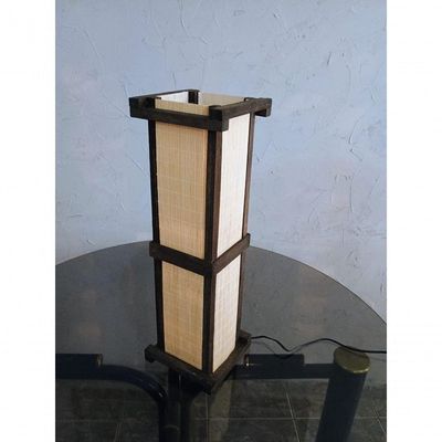 Abajur De Chão E Mesa Luminária Japonês Rústico Bambu Sala Quarto Madeira Hotel Pousada 55cm
