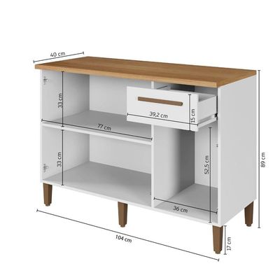 Balcão Titanium 3 Portas Arte Móveis Branco