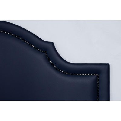 Cabeceira Casal Provençal Luxo 140x60 Courino Azul - Tachas Fumê
