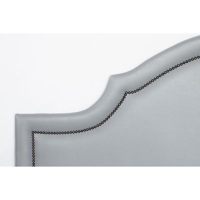 Cabeceira Casal Provençal Luxo 140x60 Courino Cinza - Tachas Fumê
