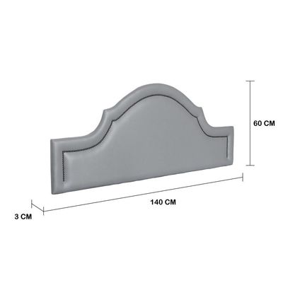 Cabeceira Casal Provençal Luxo 140x60 Courino Cinza - Tachas Fumê