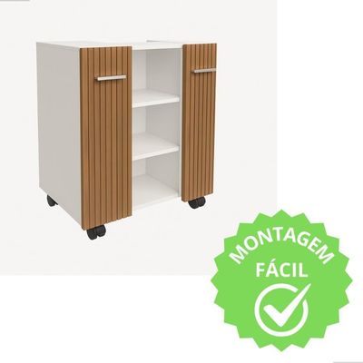 Gabinete Premium Movelove Organizador Retrô Para Banheiro Branco Ripado Branco Ripado