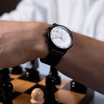 Relógio Masculino Sherlock White Black 42mm