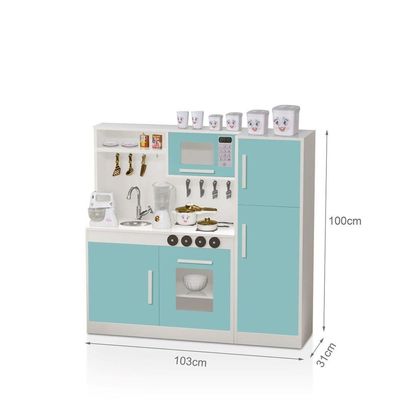 Kit Cozinha E Geladeira Em MDF Brinquedo Infantil menta