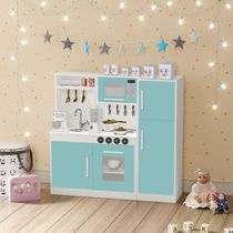Kit Cozinha E Geladeira Em MDF Brinquedo Infantil menta