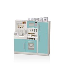 Kit Cozinha E Geladeira Em MDF Brinquedo Infantil menta