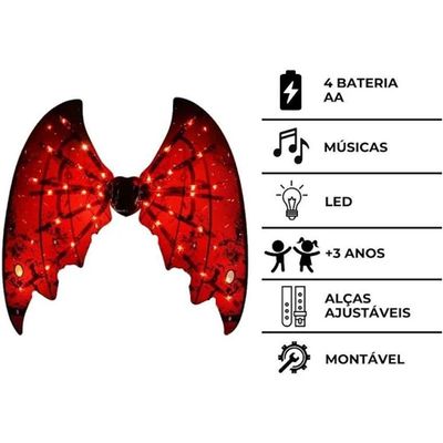 Fantasia De Asas Para Festas Com Led E Música Modelo Dragão