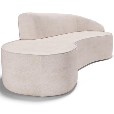 Sofá 5 Lugares Curvo Sala de Estar Living Firenze Direito D02 Linho Cru 300 cm D-461 - Lyam