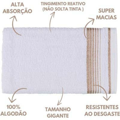 Jogo de Toalhas Luxury Soft Beka 360 g/m² 2 Banho + 2 Rosto + 1 Piso Luxo Branco