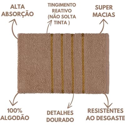 Jogo de Toalha 2 Banho + 2 Rosto Montreal 100% Algodão Alta Absorção - Marrom