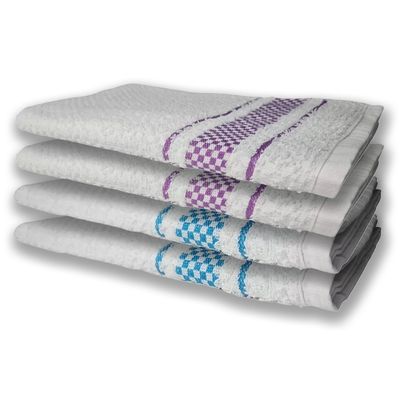 4 Panos de Prato Atoalhado Felpudo Premium Azul+Roxo